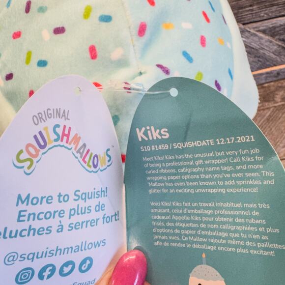 NWT-2023, Kiks, The Happy Birthday Cake w/ Candle Plush Squishmallow Toy, 10”H - Picture 7 of 7